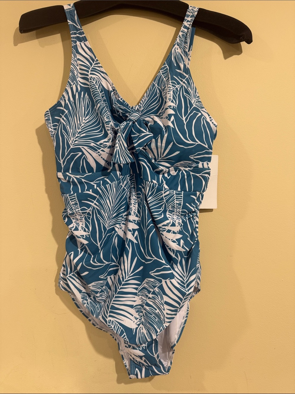 BloomChic Teal and White Tropical Leaf One-Piece Swimsuit